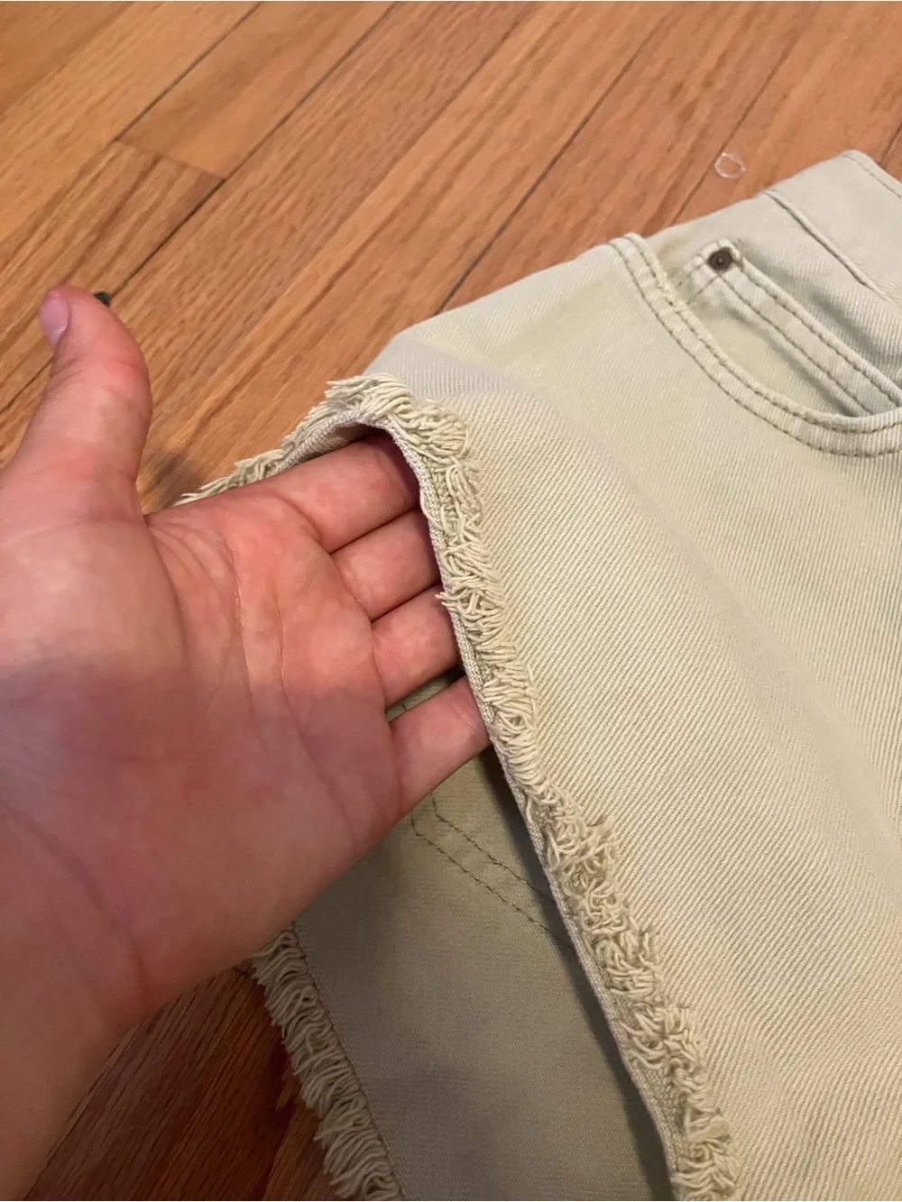 Billa Bong Frayed Hem Canvas Shorts in Light Sage